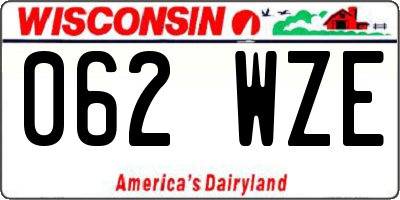 WI license plate 062WZE