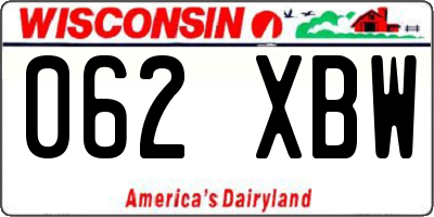 WI license plate 062XBW