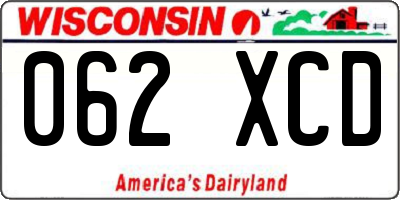 WI license plate 062XCD