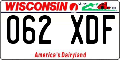 WI license plate 062XDF