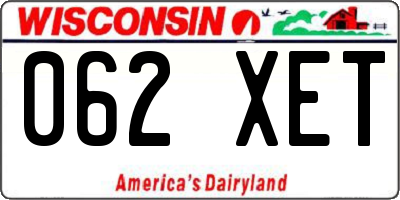 WI license plate 062XET