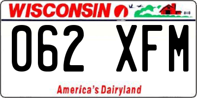 WI license plate 062XFM