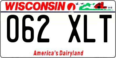 WI license plate 062XLT