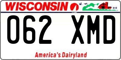 WI license plate 062XMD