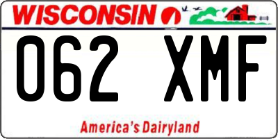 WI license plate 062XMF