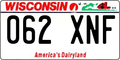 WI license plate 062XNF