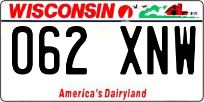 WI license plate 062XNW