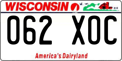 WI license plate 062XOC