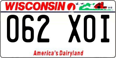 WI license plate 062XOI