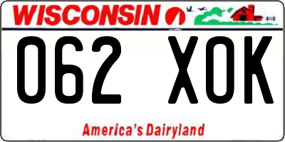 WI license plate 062XOK