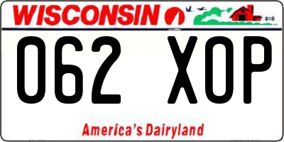 WI license plate 062XOP