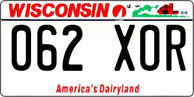 WI license plate 062XOR