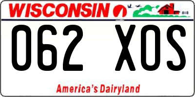 WI license plate 062XOS