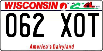 WI license plate 062XOT