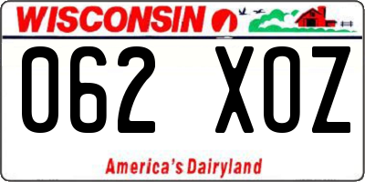 WI license plate 062XOZ