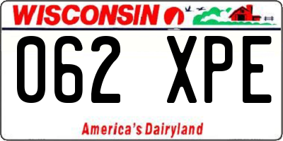 WI license plate 062XPE