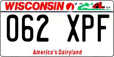 WI license plate 062XPF
