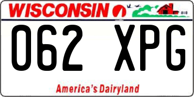 WI license plate 062XPG