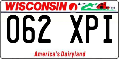 WI license plate 062XPI