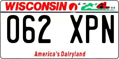 WI license plate 062XPN