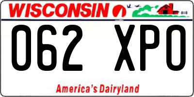 WI license plate 062XPO
