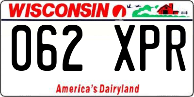 WI license plate 062XPR