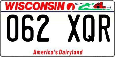 WI license plate 062XQR
