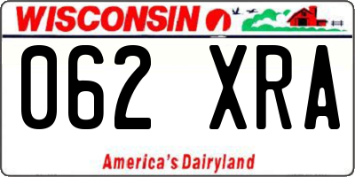 WI license plate 062XRA
