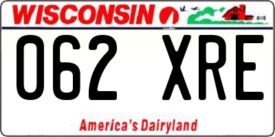 WI license plate 062XRE