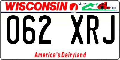 WI license plate 062XRJ