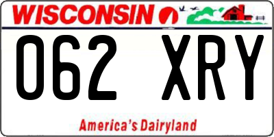 WI license plate 062XRY