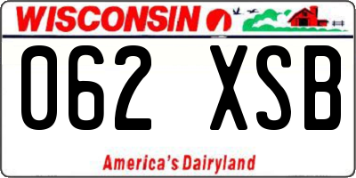 WI license plate 062XSB