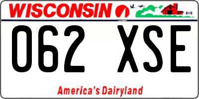WI license plate 062XSE