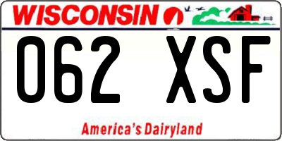 WI license plate 062XSF