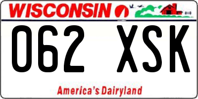 WI license plate 062XSK