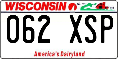 WI license plate 062XSP