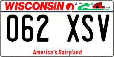 WI license plate 062XSV