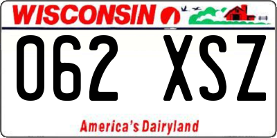 WI license plate 062XSZ