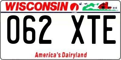 WI license plate 062XTE
