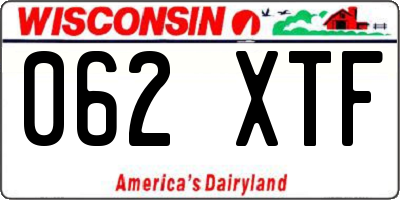 WI license plate 062XTF