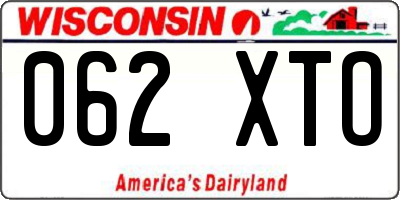 WI license plate 062XTO