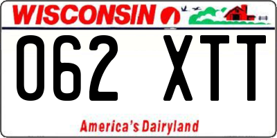 WI license plate 062XTT