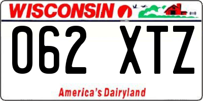 WI license plate 062XTZ