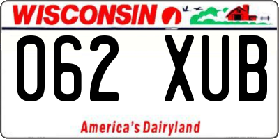 WI license plate 062XUB