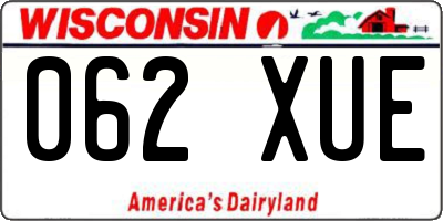 WI license plate 062XUE