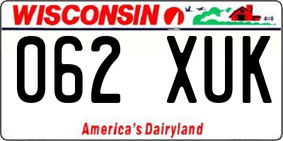 WI license plate 062XUK