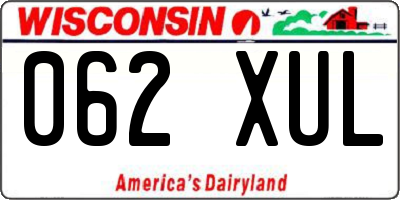 WI license plate 062XUL
