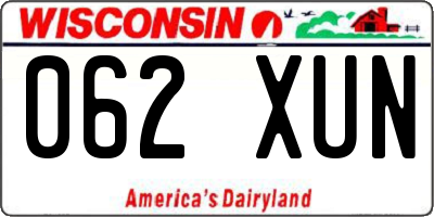 WI license plate 062XUN