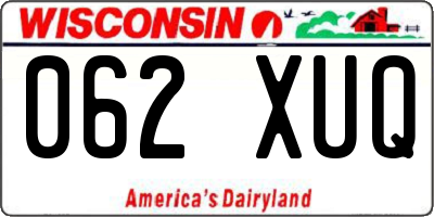 WI license plate 062XUQ