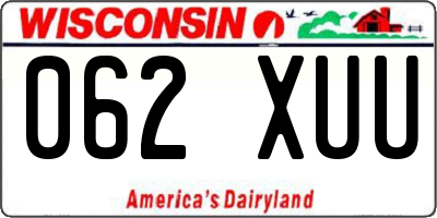 WI license plate 062XUU